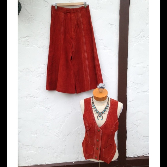 Vintage Rare Bonwit Teller SUEDE Vest &  GAUCHO Set // Roger Kuper / Small - Picture 4 of 15